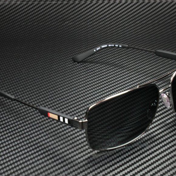 Burberry 63mm Gunmetal Men's Sunglasses - Picture 3 of 5